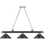 Cordon Linear Pendant with Cone Metal Shade - Brushed Nickel/Black/Brushed Nickel/Black / Matte Black