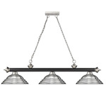 Cordon Linear Pendant with Stepped Metal Shade - Brushed Nickel/Matte Black/Brushed Nickel / Brushed Nickel