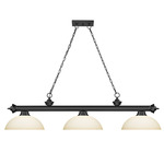 Cordon Linear Pendant with Dome Glass Shade - Matte Black / Matte Opal