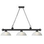 Cordon Linear Pendant with Dome Glass Shade - Matte Black / White Linen