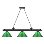 Cordon Linear Pendant with Cone Acrylic Shade - Matte Black / Green