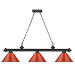 Cordon Linear Pendant with Cone Acrylic Shade - Matte Black / Red