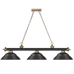 Cordon Linear Pendant with Stepped Metal Shade - Rubbed Brass/Black/Rubbed Brass/Black / Matte Black