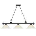 Cordon Linear Pendant with Flared Glass Shade - Matte Black / White Mottle