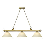 Cordon Linear Pendant with Cone Glass Shade  - Rubbed Brass / Golden Mottle