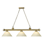 Cordon Linear Pendant with Cone Glass Shade - Rubbed Brass / Golden Mottle