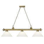 Cordon Linear Pendant with Cone Glass Shade  - Rubbed Brass / Matte Opal