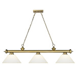 Cordon Linear Pendant with Cone Glass Shade - Rubbed Brass / Matte Opal