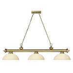 Cordon Linear Pendant with Dome Glass Shade - Rubbed Brass / Golden Mottle