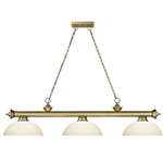 Cordon Linear Pendant with Dome Glass Shade - Rubbed Brass / Matte Opal