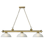 Cordon Linear Pendant with Dome Glass Shade - Rubbed Brass / White Linen