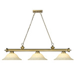 Cordon Linear Pendant with Flared Glass Shade - Rubbed Brass / Golden Mottle