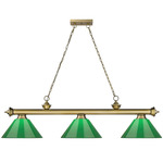 Cordon Linear Pendant with Cone Acrylic Shade - Rubbed Brass / Green