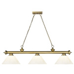 Cordon Linear Pendant with Cone Acrylic Shade - Rubbed Brass / White