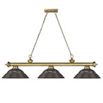 Cordon Linear Pendant with Stepped Metal Shade - Rubbed Brass / Bronze / Bronze