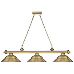 Cordon Linear Pendant with Stepped Metal Shade - Rubbed Brass / Rubbed Brass