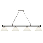 Cordon Linear Pendant with Cone Glass Shade  - Brushed Nickel / Matte Opal