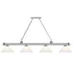 Cordon Linear Pendant with Cone Glass Shade - Brushed Nickel / Matte Opal