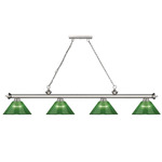 Cordon Linear Pendant with Ribbed Cone Acrylic Shade - Brushed Nickel / Green