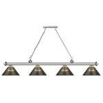 Cordon Linear Pendant with Ribbed Cone Acrylic Shade - Brushed Nickel / Smoke