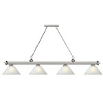 Cordon Linear Pendant with Cone Glass Shade  - Brushed Nickel / White Linen