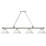 Cordon Linear Pendant with Cone Glass Shade - Brushed Nickel / White Linen