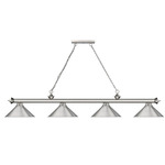 Cordon Linear Pendant with Cone Metal Shade - Brushed Nickel / Brushed Nickel