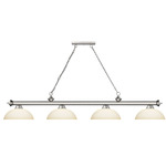 Cordon Linear Pendant with Dome Glass Shade - Brushed Nickel / Matte Opal