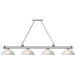 Cordon Linear Pendant with Dome Glass Shade - Brushed Nickel / White Linen