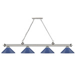 Cordon Linear Pendant with Cone Metal Shade - Brushed Nickel / Navy Blue / Navy