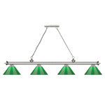 Cordon Linear Pendant with Cone Acrylic Shade - Brushed Nickel / Green