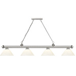 Cordon Linear Pendant with Cone Acrylic Shade - Brushed Nickel / White