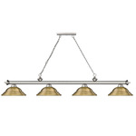 Cordon Linear Pendant with Stepped Metal Shade - Brushed Nickel / Rubbed Brass / Rubbed Brass