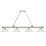 Cordon Linear Pendant with Flared Glass Shade - Brushed Nickel / White Mottle
