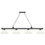 Cordon Linear Pendant with Cone Glass Shade - Bronze Plate / Matte Opal