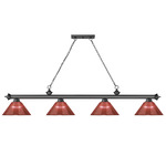 Cordon Linear Pendant with Ribbed Cone Acrylic Shade - Bronze Plate / Burgundy