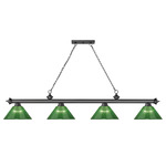 Cordon Linear Pendant with Ribbed Cone Acrylic Shade - Bronze Plate / Green