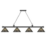 Cordon Linear Pendant with Ribbed Cone Acrylic Shade - Bronze Plate / Smoke