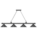 Cordon Linear Pendant with Cone Metal Shade - Bronze Plate / Bronze Plate