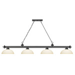 Cordon Linear Pendant with Dome Glass Shade - Bronze Plate / Matte Opal