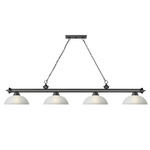 Cordon Linear Pendant with Dome Glass Shade - Bronze Plate / White Linen