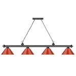 Cordon Linear Pendant with Cone Acrylic Shade - Bronze Plate / Red