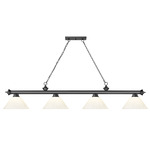 Cordon Linear Pendant with Cone Acrylic Shade - Bronze Plate / White