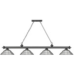 Cordon Linear Pendant with Stepped Metal Shade - Bronze Plate / Brushed Nickel / Brushed Nickel
