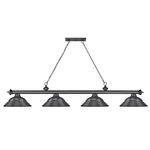 Cordon Linear Pendant with Stepped Metal Shade - Bronze Plate / Bronze Plate