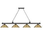 Cordon Linear Pendant with Stepped Metal Shade - Bronze Plate / Rubbed Brass / Rubbed Brass