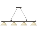Cordon Linear Pendant with Cone Glass Shade  - Bronze / Golden Mottle