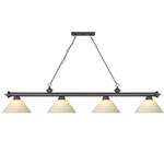 Cordon Linear Pendant with Cone Glass Shade - Bronze / Golden Mottle