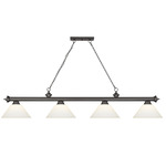 Cordon Linear Pendant with Cone Glass Shade - Bronze / Matte Opal