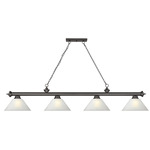 Cordon Linear Pendant with Cone Glass Shade - Bronze / White Linen